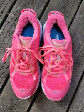 Hoka One One Clifton 2 Women's Running Shoes Size 6.5 Pink Yellow